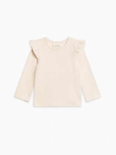 Kendi Babies'  Rina Ribbed Ruffle Top In White