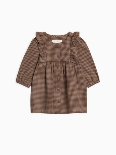 Kendi Kids'  Rya Flannel Ruffle Dress In Brown