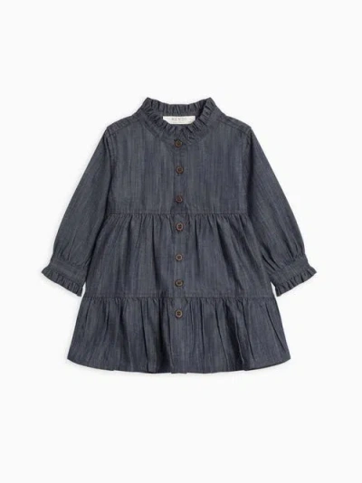 Kendi Kids'  Tula Chambray Ruffle Shirt Dress In Multi