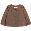 Kendi Babies'  Yael Flannel Ruffle Collared Shirt In Brown