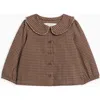 Kendi Kids'  Yael Flannel Ruffle Collared Shirt In Brown