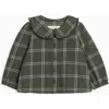Kendi Yael Flannel Ruffle Collared Shirt In Green