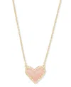 Kendra Scott 14k Gold Plated And Genuine Stone  Ari Heart Pendant Necklace In Gold Rose