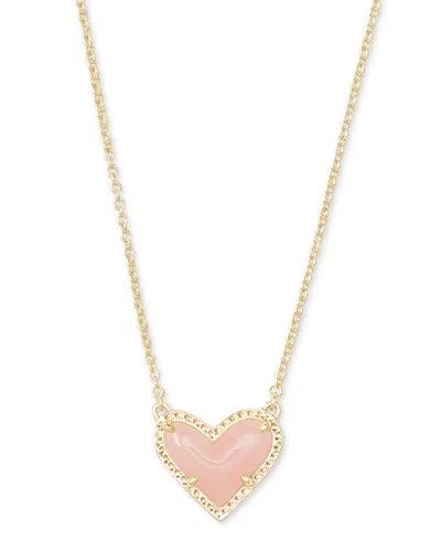 Kendra Scott 14k Gold Plated And Genuine Stone  Ari Heart Pendant Necklace In Gold Rose
