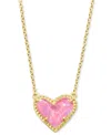 Kendra Scott 14k Gold Plated And Genuine Stone  Ari Heart Pendant Necklace In Open Yellow