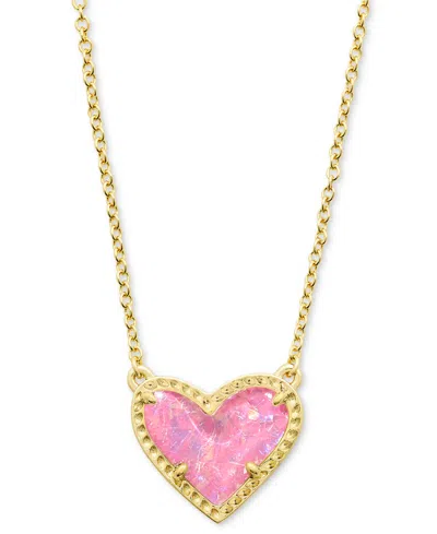 KENDRA SCOTT 14K GOLD PLATED AND GENUINE STONE KENDRA SCOTT ARI HEART PENDANT NECKLACE