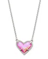 Kendra Scott 14k Gold Plated And Genuine Stone  Ari Heart Pendant Necklace In Rhod Bbblg