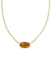 Kendra Scott 14k Gold-plated Bamboo Framed Stone Adjustable Pendant Necklace, 19" + 4" Extender In Gld Mrbld