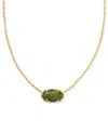 Kendra Scott 14k Gold-plated Bamboo Framed Stone Adjustable Pendant Necklace, 19" + 4" Extender In Gold Sage