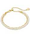 KENDRA SCOTT 14K GOLD-PLATED CHAIN LINK & CULTURED FRESHWATER PEARL DOUBLE-ROW SLIDER BRACELET