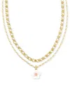 KENDRA SCOTT 14K GOLD-PLATED COLOR FLOWER LAYERED PENDANT NECKLACE, 16" + 3" EXTENDER
