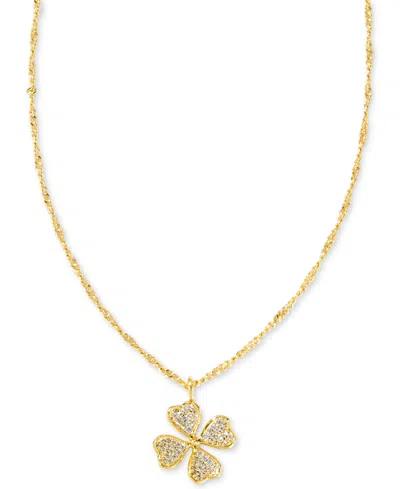 Kendra Scott 14k Gold-plated Color Pave Clover 19" Adjustable Pendant Necklace In Gold,crystal