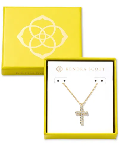 Kendra Scott 14k Gold-plated Crystal Cross 19" Pendant Necklace In White
