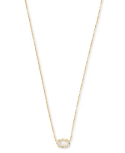 Kendra Scott 14k Gold-plated Cubic Zirconia & Mother-of-pearl Pendant Necklace, 15" + 2" Extender In Ivory Mop