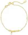 Kendra Scott Mama Freshwater Pearl Script Pendant Bracelet In Gold White