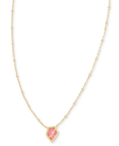 Kendra Scott Tess Station Chain Pendant Necklace In Gold Luster Rose Pink Kyocera Opal