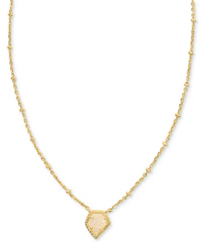 Kendra Scott 14k Gold-plated Framed Drusy Stone 19" Adjustable Pendant Necklace In Gold Iride