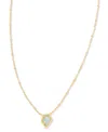 Kendra Scott 14k Gold-plated Framed Drusy Stone 19" Adjustable Pendant Necklace In Gold Luster Light Blue Kyocera Opal
