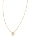 Kendra Scott 14k Gold-plated Framed Drusy Stone 19" Adjustable Pendant Necklace In Gold Lstr