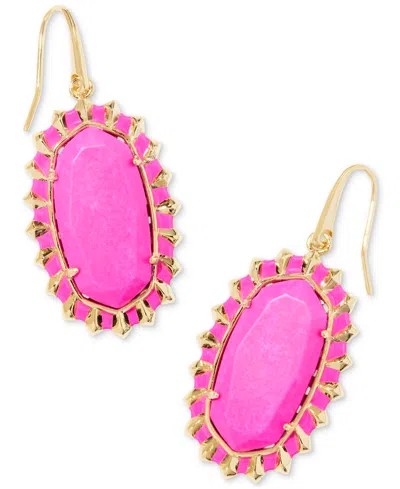 Kendra Scott 14k Gold-plated Framed Stone Drop Earrings In Gold Neon