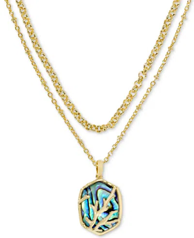 Kendra Scott 14k Gold-plated Framed Stone Layered Pendant Necklace, 15" + 6" Extender
