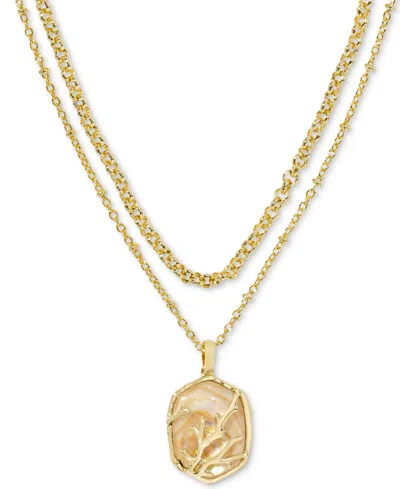 Kendra Scott 14k Gold-plated Framed Stone Layered Pendant Necklace, 15" + 6" Extender