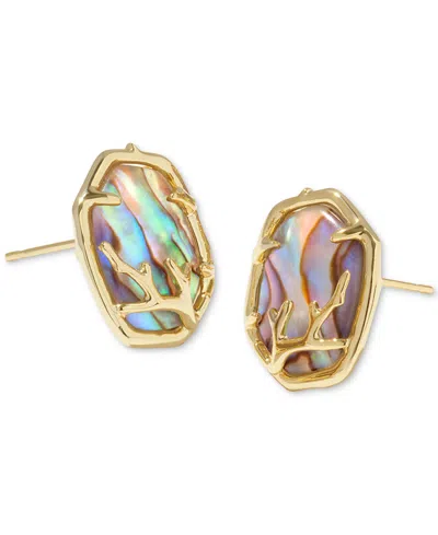 Kendra Scott 14k Gold-plated Framed Stone Stud Earrings In Multi