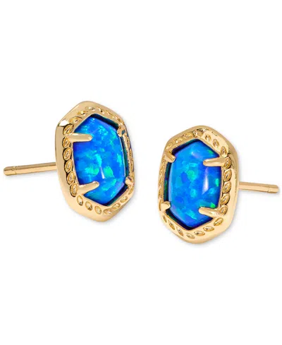 Kendra Scott 14k Gold-plated Framed Stone Stud Earrings In Gold Brigh