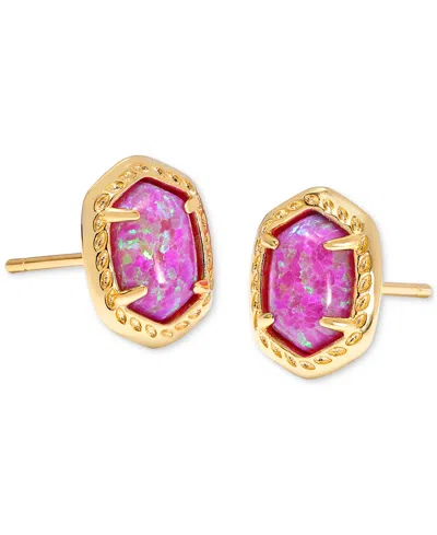Kendra Scott 14k Gold-plated Framed Stone Stud Earrings In Gold Magen