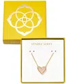 Kendra Scott 14k Gold-plated Gemstone Heart Pendant Necklace, 15" + 2" Extender In Gold Rose