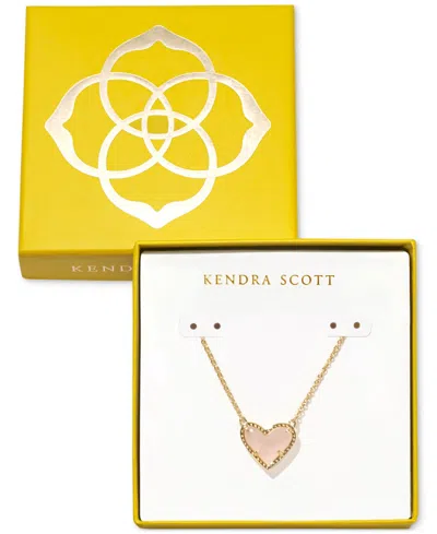 Kendra Scott 14k Gold-plated Gemstone Heart Pendant Necklace, 15" + 2" Extender In Gold Rose