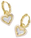 Kendra Scott 14k Gold-plated Heart Charm Twisted Huggie Hoop Earrings In Gold Ivory