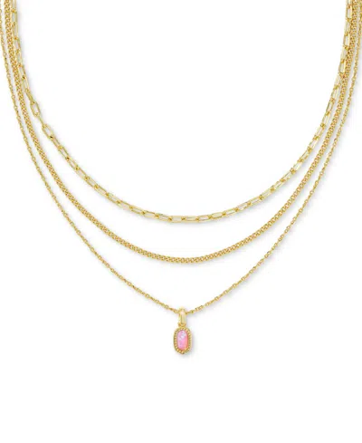 Kendra Scott 14k Gold-plated Kyocera Opal Layered Pendant Necklace, 14" + 4" Extender In Gold Carna