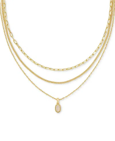 Kendra Scott 14k Gold-plated Kyocera Opal Layered Pendant Necklace, 14" + 4" Extender In Gold Iride