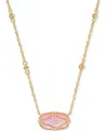 Kendra Scott 14k Gold-plated Lattice-framed Mother-of-pearl 19" Adjustable Pendant Necklace In Gold Blush Ivory Mother Of Pearl