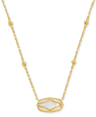 Kendra Scott 14k Gold-plated Lattice-framed Mother-of-pearl 19" Adjustable Pendant Necklace