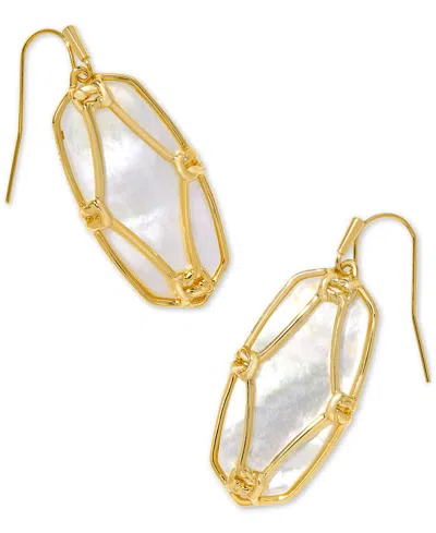 Kendra Scott 14k Gold-plated Lattice-framed Mother-of-pearl Drop Earrings