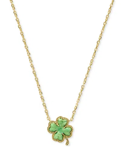Kendra Scott 14k Gold-plated Magnesite Clover Adjustable 17-1/2" Pendant Necklace In Gold Lime Green Magnesite
