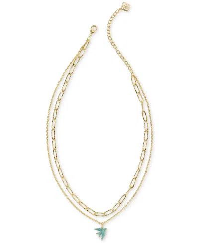 Kendra Scott 14k Gold-plated Melody Bird Multi Strand Necklace, 16-1/2" + 3" Extender In Gold Teal Crystal