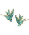 Kendra Scott 14k Gold-plated Melody Bird Stud Earrings In Gold Teal Crystal