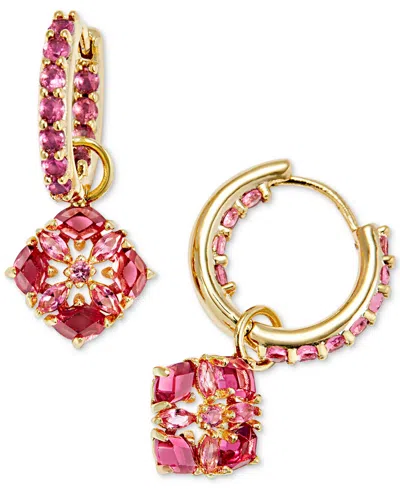 Kendra Scott 14k Gold-plated Mixed Cubic Zirconia Charm Huggie Hoop Earrings In Pink Mix