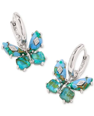 Kendra Scott 14k Gold-plated Mixed Stone Butterfly Charm Huggie Hoop Earrings In Metallic