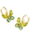 Kendra Scott 14k Gold-plated Mixed Stone Butterfly Charm Huggie Hoop Earrings In Green
