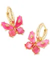 Kendra Scott 14k Gold-plated Mixed Stone Butterfly Charm Huggie Hoop Earrings In Pink
