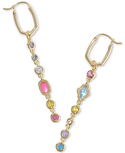 Kendra Scott 14k Gold-plated Mixed Stone Mismatch Charm Huggie Hoop Earrings In Multi