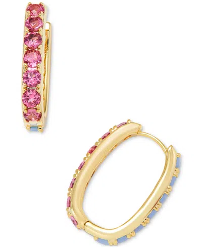 Kendra Scott 14k Gold-plated Mixed Stone Oval Hoop Earrings In Pink Blue Mix