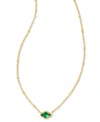 Kendra Scott 14k Gold-plated Mother-of-pearl 19" Adjustable Mini Pendant Necklace, 14"-18" In Gold Green