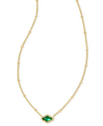 Kendra Scott 14k Gold-plated Mother-of-pearl 19" Adjustable Mini Pendant Necklace, 14"-18" In Gold Green