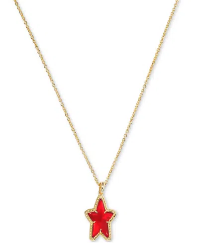 Kendra Scott 14k Gold-plated Mother-of-pearl Star 19" Pendant Necklace In Red