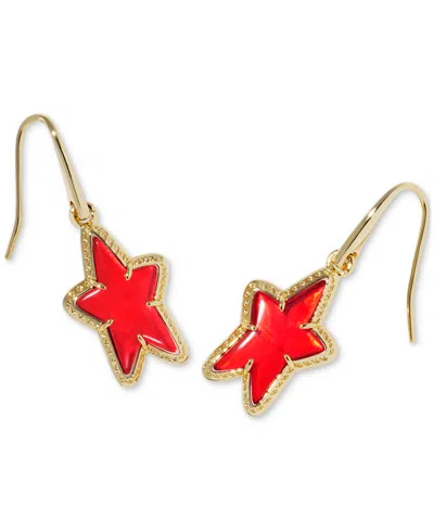 Kendra Scott 14k Gold-plated Mother-of-pearl Star Drop Earrings In Red